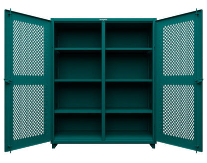 Extra Heavy Duty 14 GA Double Shift Ventilated (Diamond) Cabinet with 6 Shelves - 60 In. W x 24 In. D x 75 In. H - 56-DS-V-246-L-5021