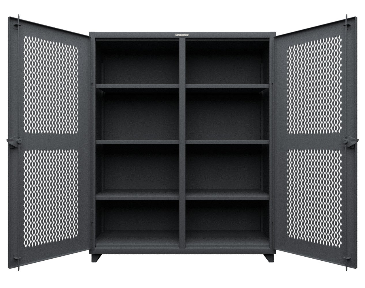 Extra Heavy Duty 14 GA Double Shift Ventilated (Diamond) Cabinet with 6 Shelves - 60 In. W x 24 In. D x 75 In. H