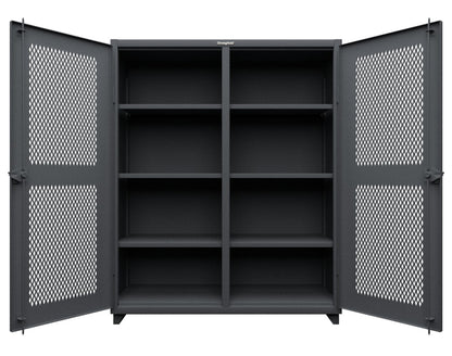 Extra Heavy Duty 14 GA Double Shift Ventilated (Diamond) Cabinet with 6 Shelves - 60 In. W x 24 In. D x 75 In. H - 56-DS-V-246-L-7024