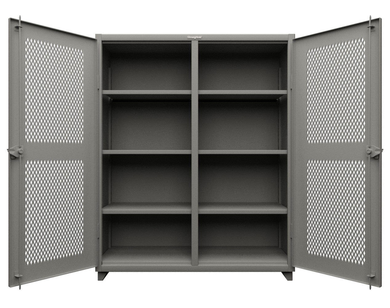 Extra Heavy Duty 14 GA Double Shift Ventilated (Diamond) Cabinet with 6 Shelves - 60 In. W x 24 In. D x 75 In. H