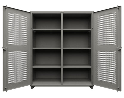 Extra Heavy Duty 14 GA Double Shift Ventilated (Diamond) Cabinet with 6 Shelves - 60 In. W x 24 In. D x 75 In. H - 56-DS-V-246-L-7037