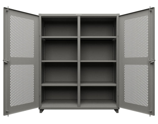 Extra Heavy Duty 14 GA Double Shift Ventilated (Diamond) Cabinet with 6 Shelves - 60 In. W x 24 In. D x 75 In. H