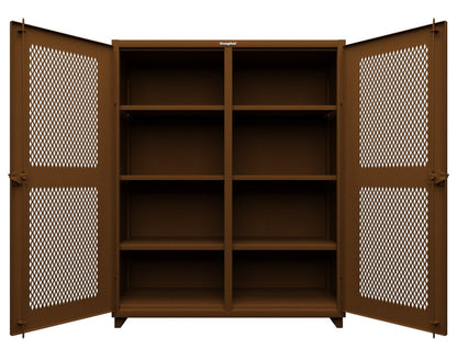 Extra Heavy Duty 14 GA Double Shift Ventilated (Diamond) Cabinet with 6 Shelves - 60 In. W x 24 In. D x 75 In. H - 56-DS-V-246-L-8008