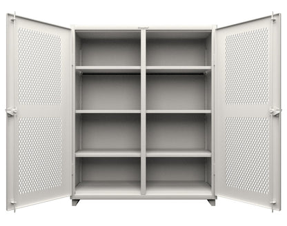 Extra Heavy Duty 14 GA Double Shift Ventilated (Diamond) Cabinet with 6 Shelves - 60 In. W x 24 In. D x 75 In. H - 56-DS-V-246-L-9003