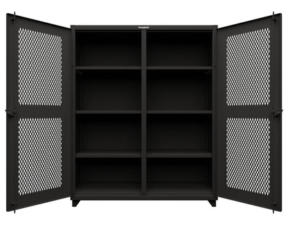 Extra Heavy Duty 14 GA Double Shift Ventilated (Diamond) Cabinet with 6 Shelves - 60 In. W x 24 In. D x 75 In. H - 56-DS-V-246-L-9005