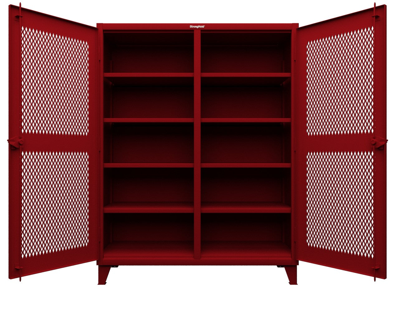 Extreme Duty 12 GA Ventilated (Diamond) Double Shift Cabinet with 8 Shelves - 60 In. W x 24 In. D x 78 In. H