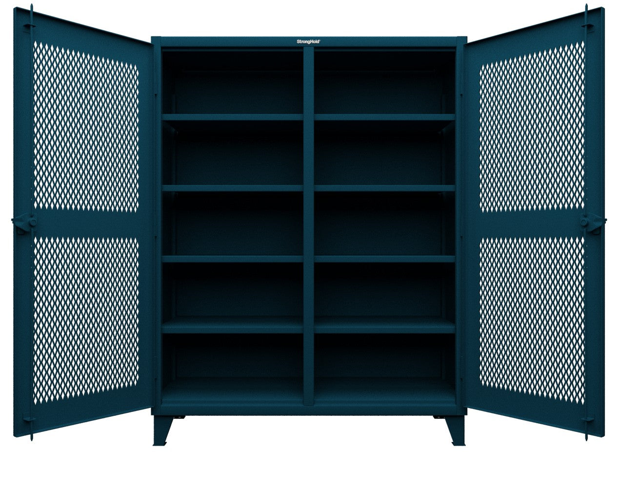 Extreme Duty 12 GA Ventilated (Diamond) Double Shift Cabinet with 8 Shelves - 60 In. W x 24 In. D x 78 In. H