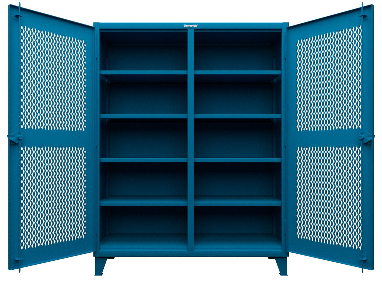 Extreme Duty 12 GA Ventilated (Diamond) Double Shift Cabinet with 8 Shelves - 60 In. W x 24 In. D x 78 In. H