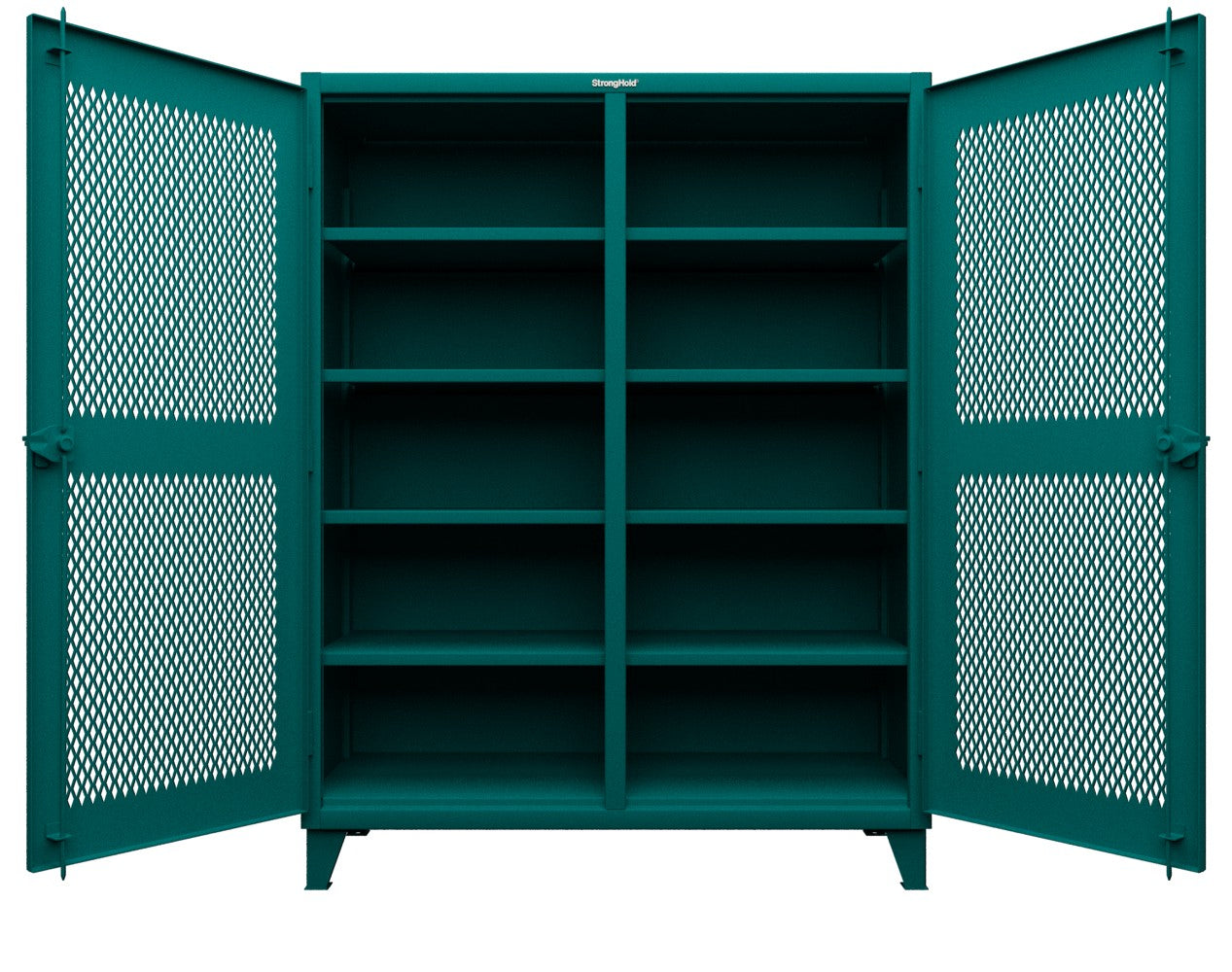 Extreme Duty 12 GA Ventilated (Diamond) Double Shift Cabinet with 8 Shelves - 60 In. W x 24 In. D x 78 In. H