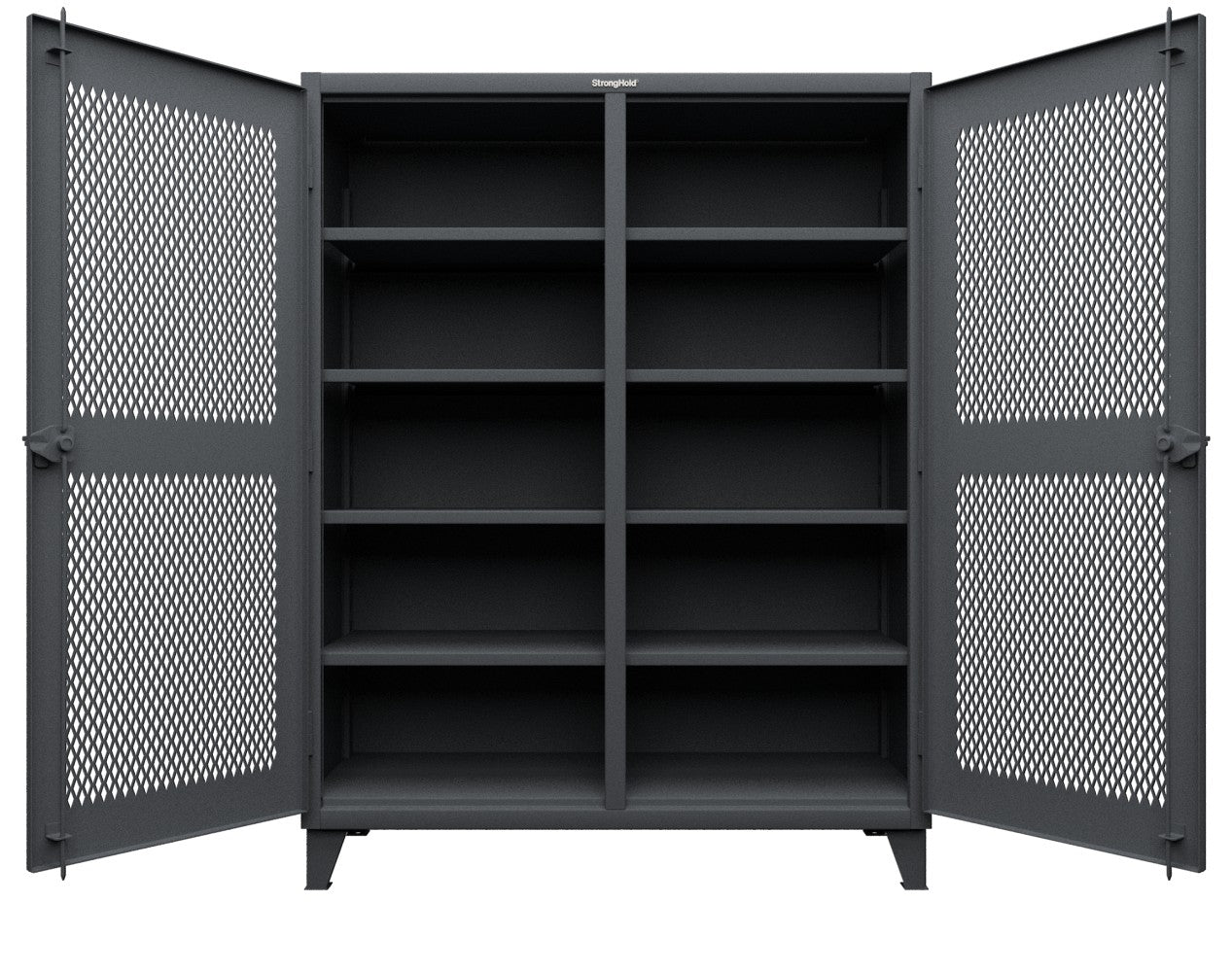 Extreme Duty 12 GA Ventilated (Diamond) Double Shift Cabinet with 8 Shelves - 60 In. W x 24 In. D x 78 In. H