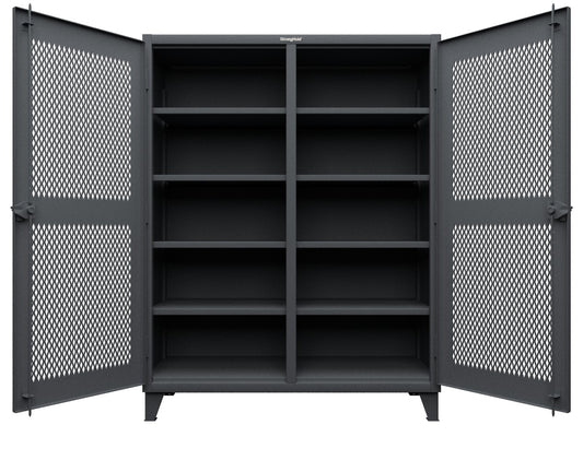 Extreme Duty 12 GA Ventilated (Diamond) Double Shift Cabinet with 8 Shelves - 60 In. W x 24 In. D x 78 In. H