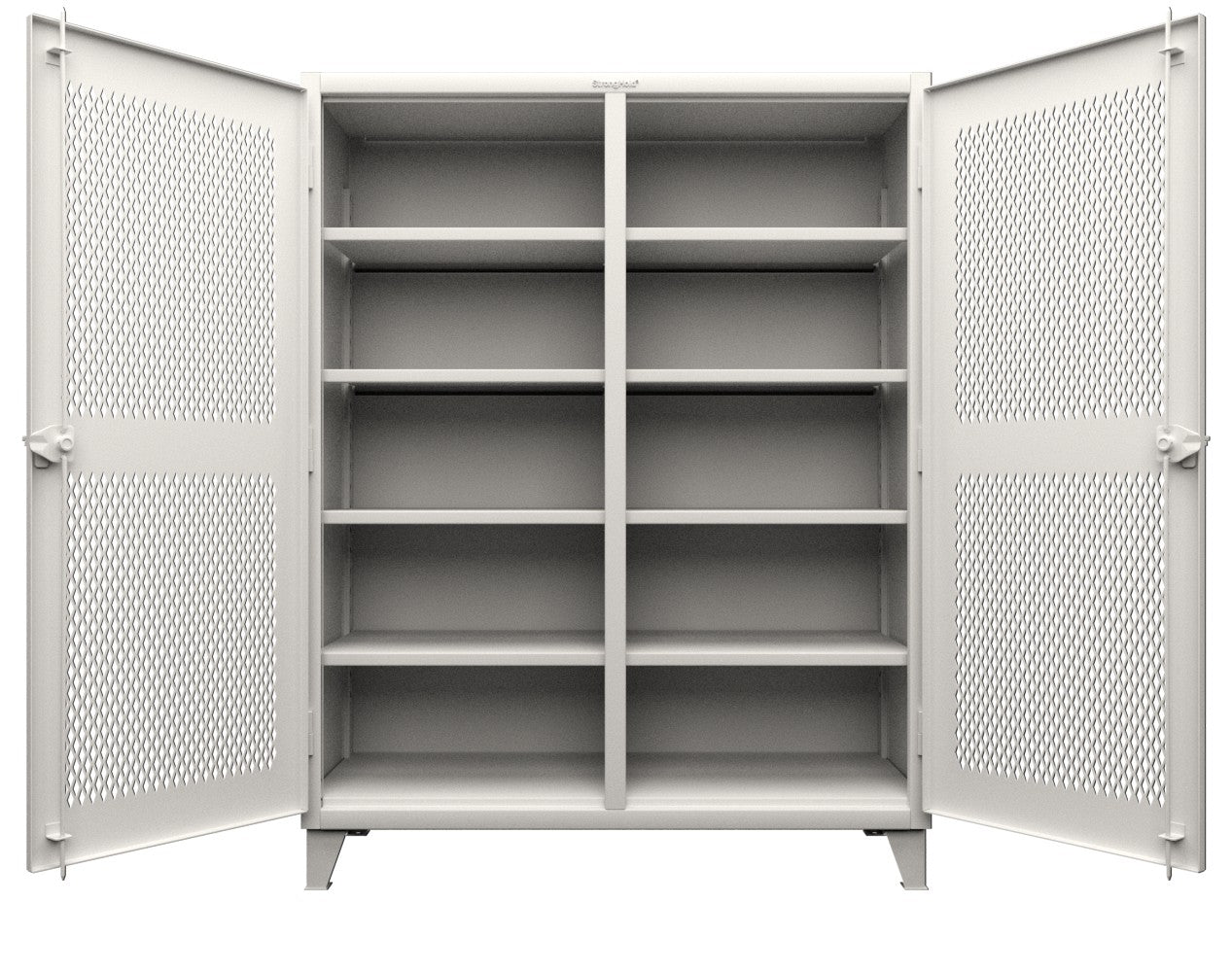 Extreme Duty 12 GA Ventilated (Diamond) Double Shift Cabinet with 8 Shelves - 60 In. W x 24 In. D x 78 In. H