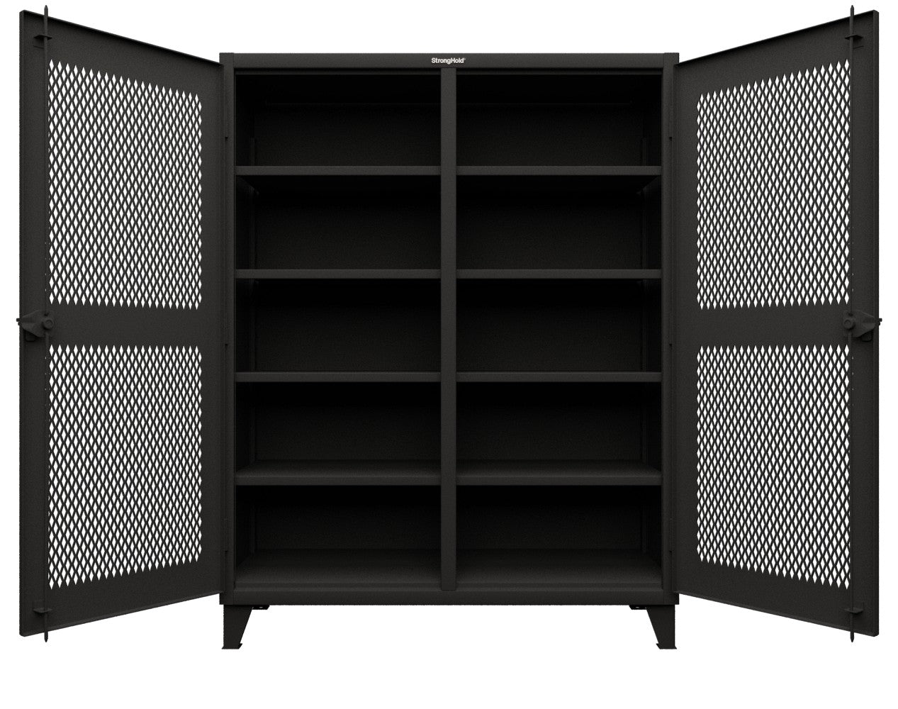 Extreme Duty 12 GA Ventilated (Diamond) Double Shift Cabinet with 8 Shelves - 60 In. W x 24 In. D x 78 In. H