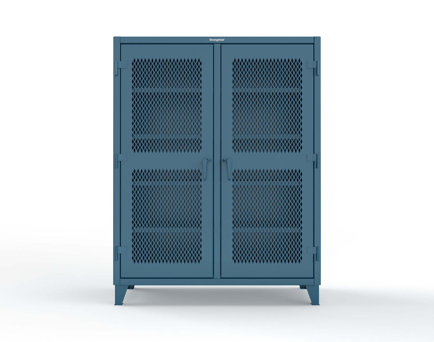 Extreme Duty 12 GA Ventilated (Diamond) Double Shift Cabinet with 8 Shelves - 60 In. W x 24 In. D x 78 In. H - 56-DS-V-248-5001