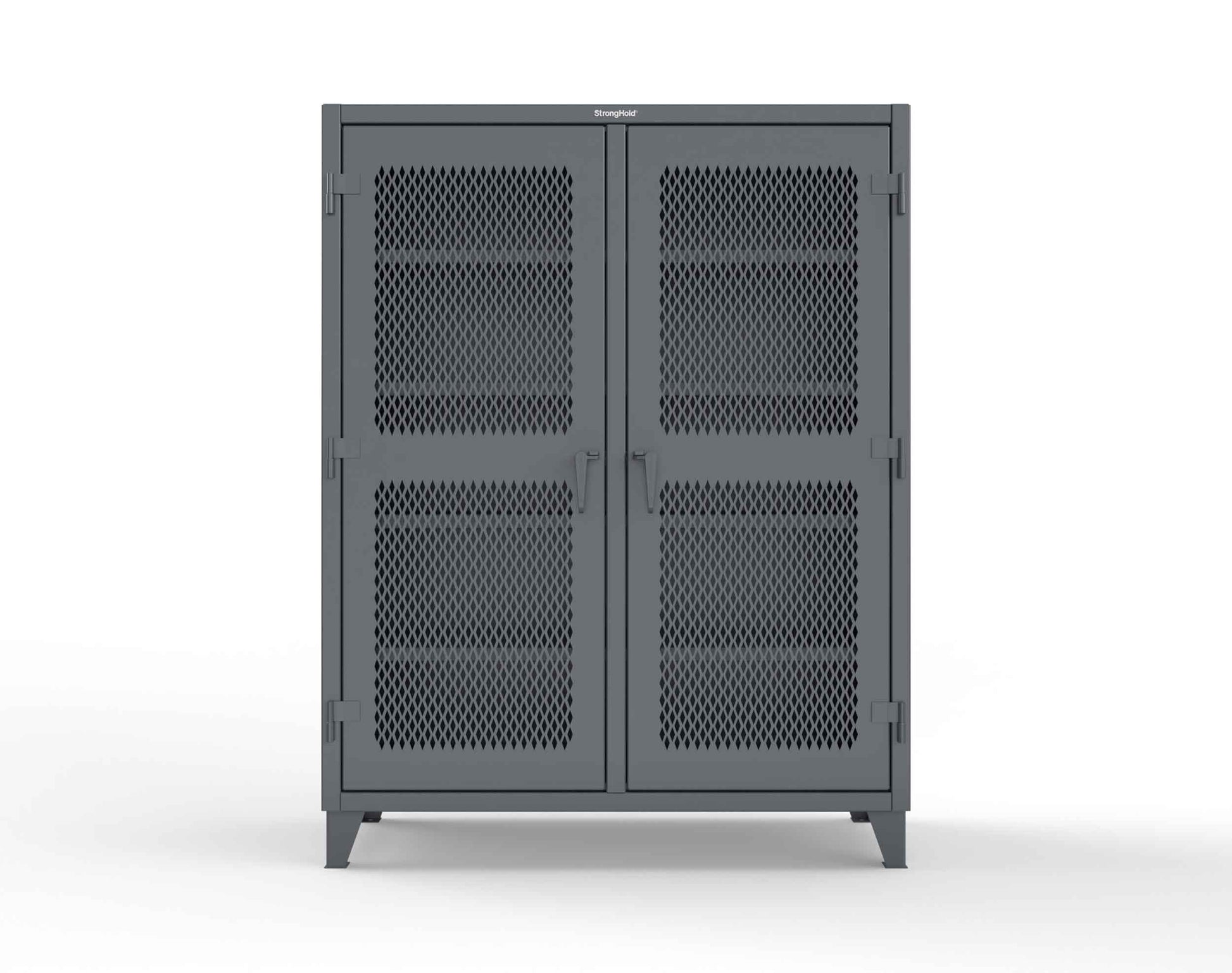 Extreme Duty 12 GA Ventilated (Diamond) Double Shift Cabinet with 8 Shelves - 60 In. W x 24 In. D x 78 In. H - 56-DS-V-248-7024