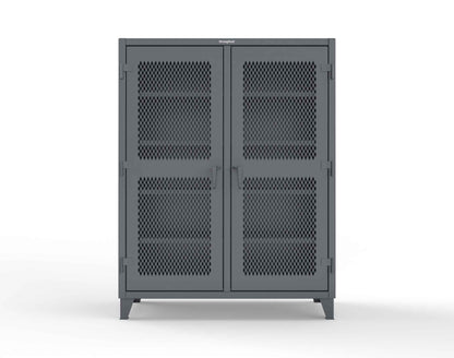 Extreme Duty 12 GA Ventilated (Diamond) Double Shift Cabinet with 8 Shelves - 60 In. W x 24 In. D x 78 In. H - 56-DS-V-248-7024