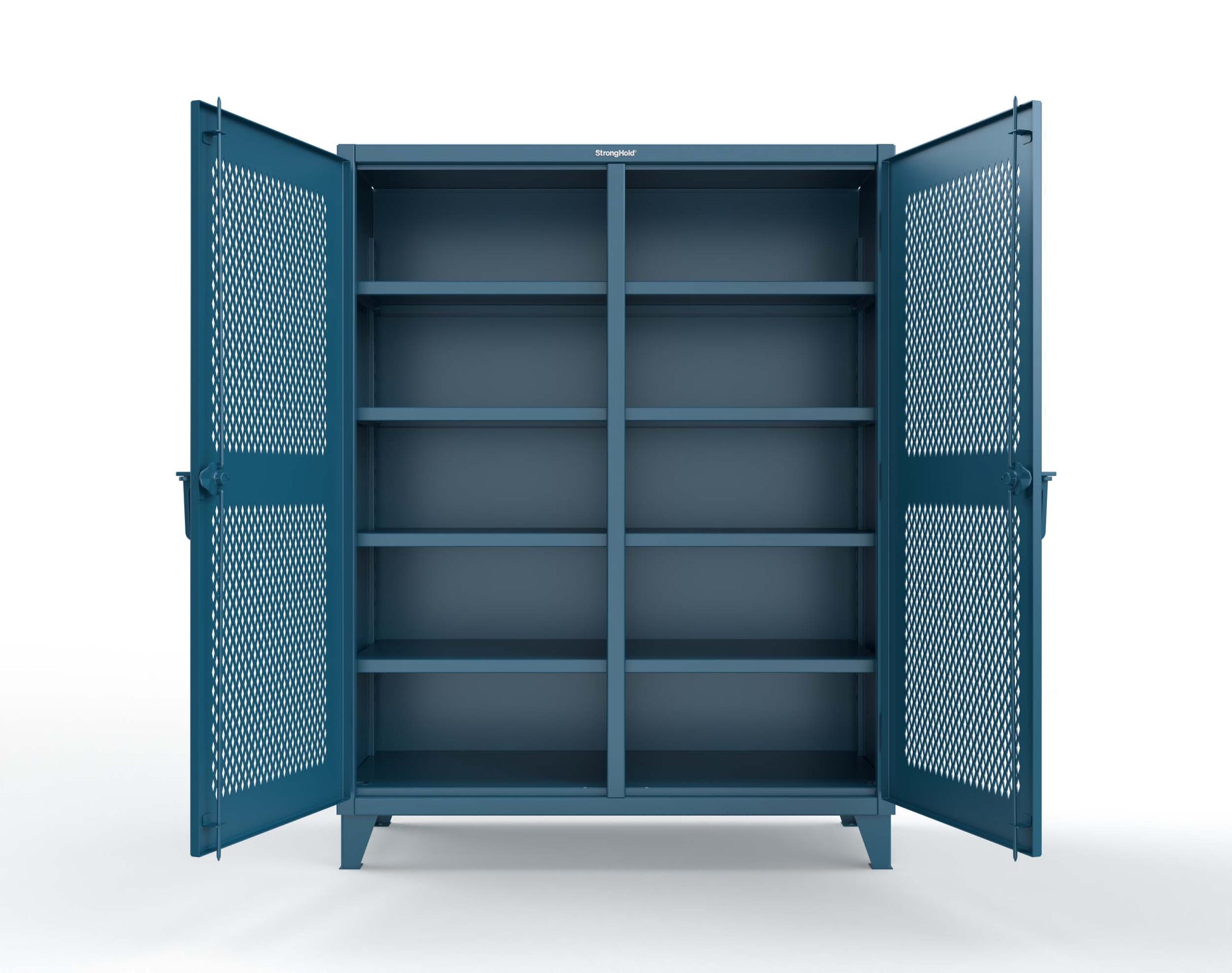 Extreme Duty 12 GA Ventilated (Diamond) Double Shift Cabinet with 8 Shelves - 60 In. W x 24 In. D x 78 In. H - 56-DS-V-248-5001