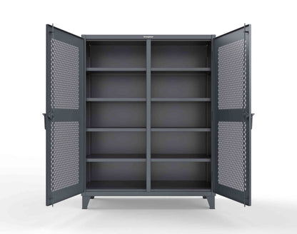 Extreme Duty 12 GA Ventilated (Diamond) Double Shift Cabinet with 8 Shelves - 60 In. W x 24 In. D x 78 In. H - 56-DS-V-248-7024