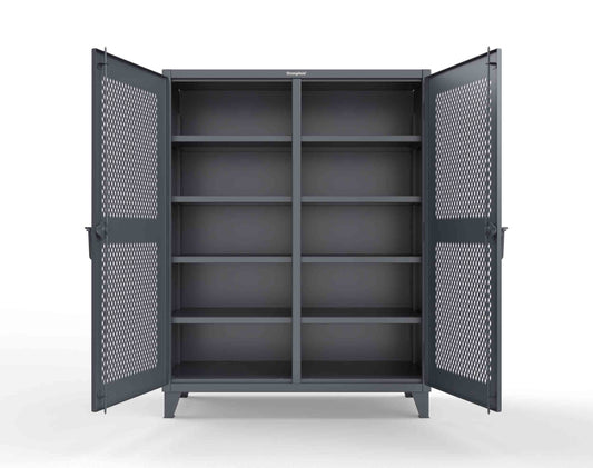Extreme Duty 12 GA Ventilated (Diamond) Double Shift Cabinet with 8 Shelves - 60 In. W x 24 In. D x 78 In. H - 56-DS-V-248-7024