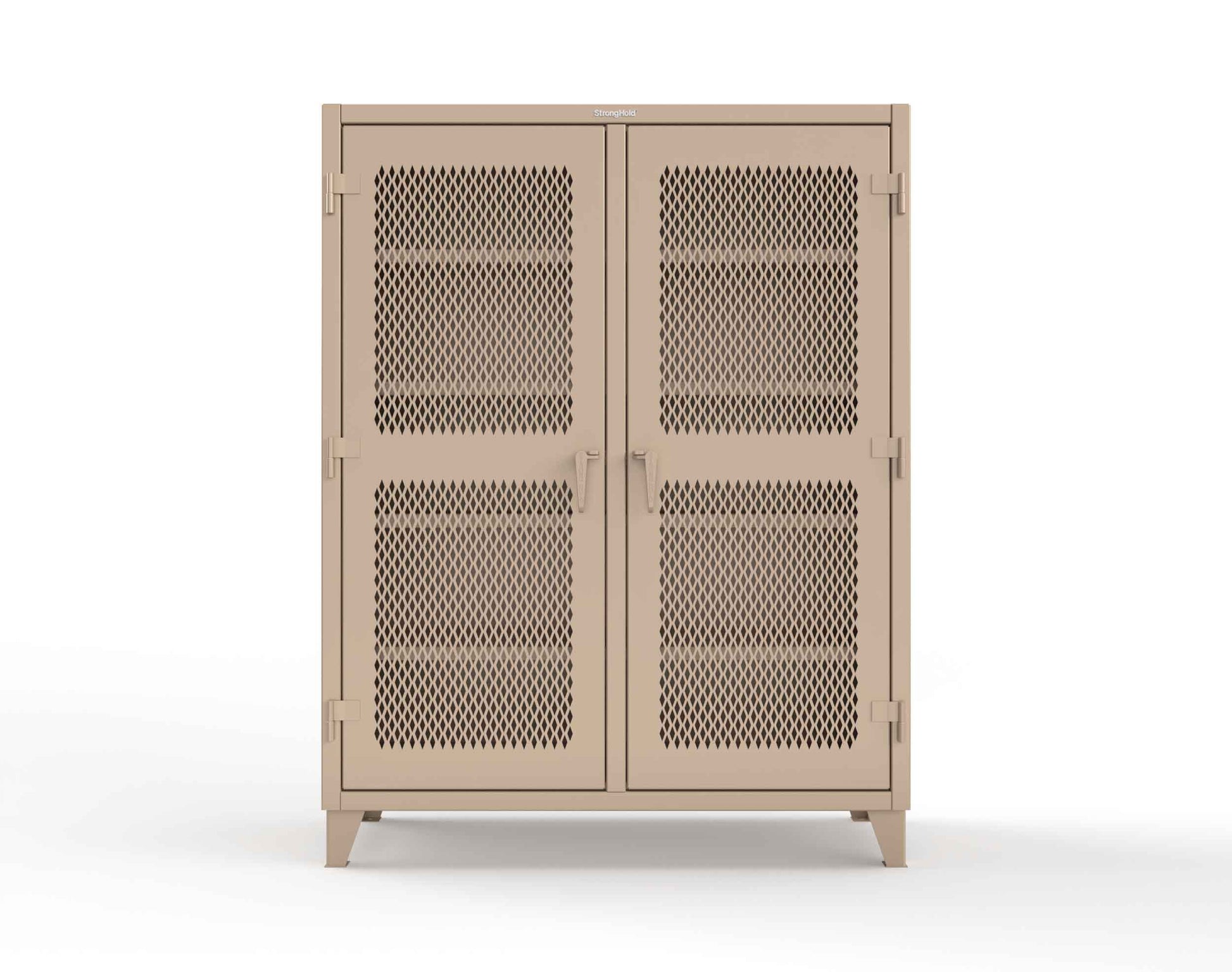 Extreme Duty 12 GA Ventilated (Diamond) Double Shift Cabinet with 8 Shelves - 60 In. W x 24 In. D x 78 In. H - 56-DS-V-248-1019