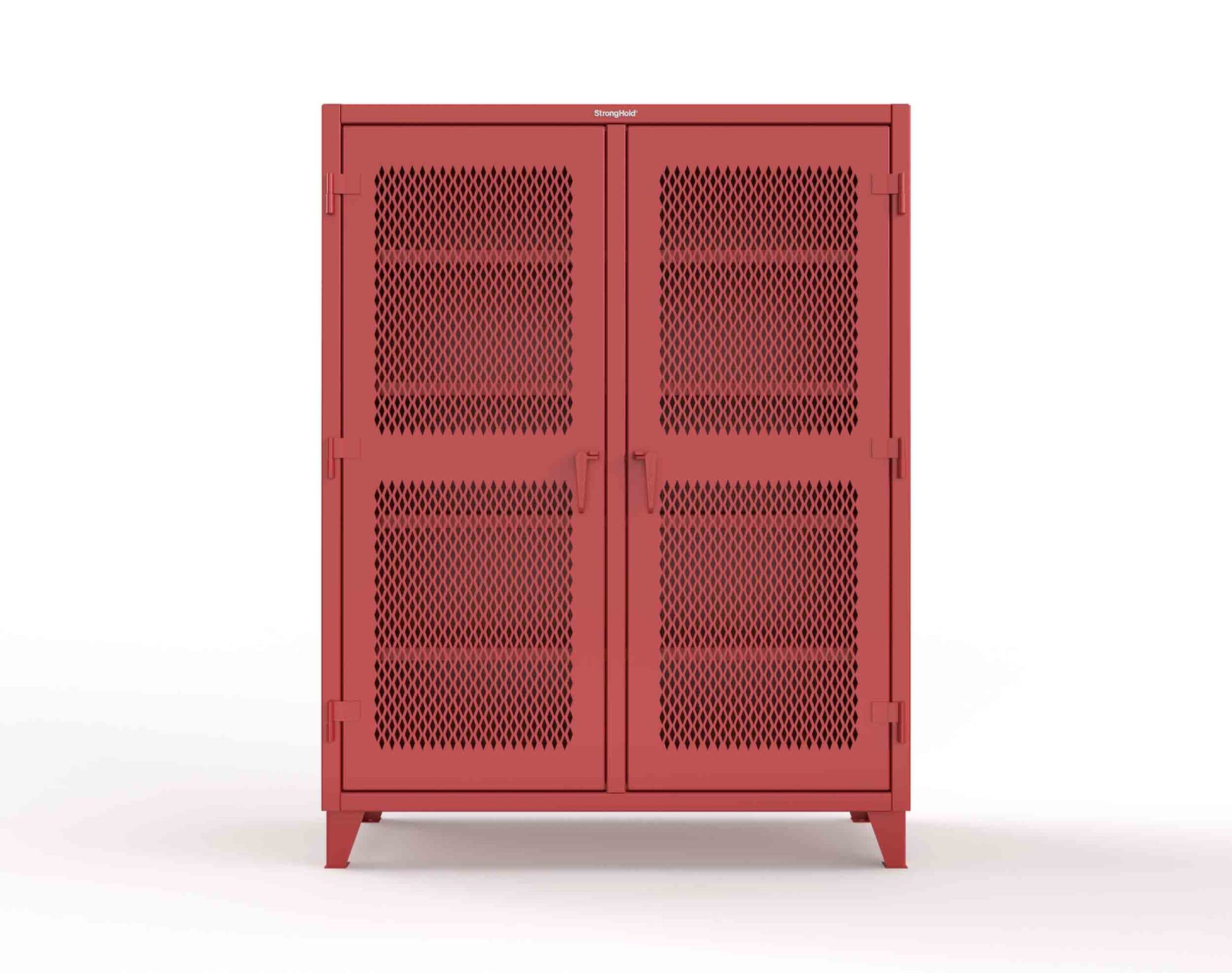 Extreme Duty 12 GA Ventilated (Diamond) Double Shift Cabinet with 8 Shelves - 60 In. W x 24 In. D x 78 In. H - 56-DS-V-248-3001