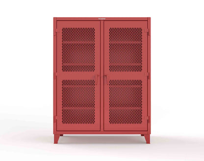 Extreme Duty 12 GA Ventilated (Diamond) Double Shift Cabinet with 8 Shelves - 60 In. W x 24 In. D x 78 In. H - 56-DS-V-248-3001