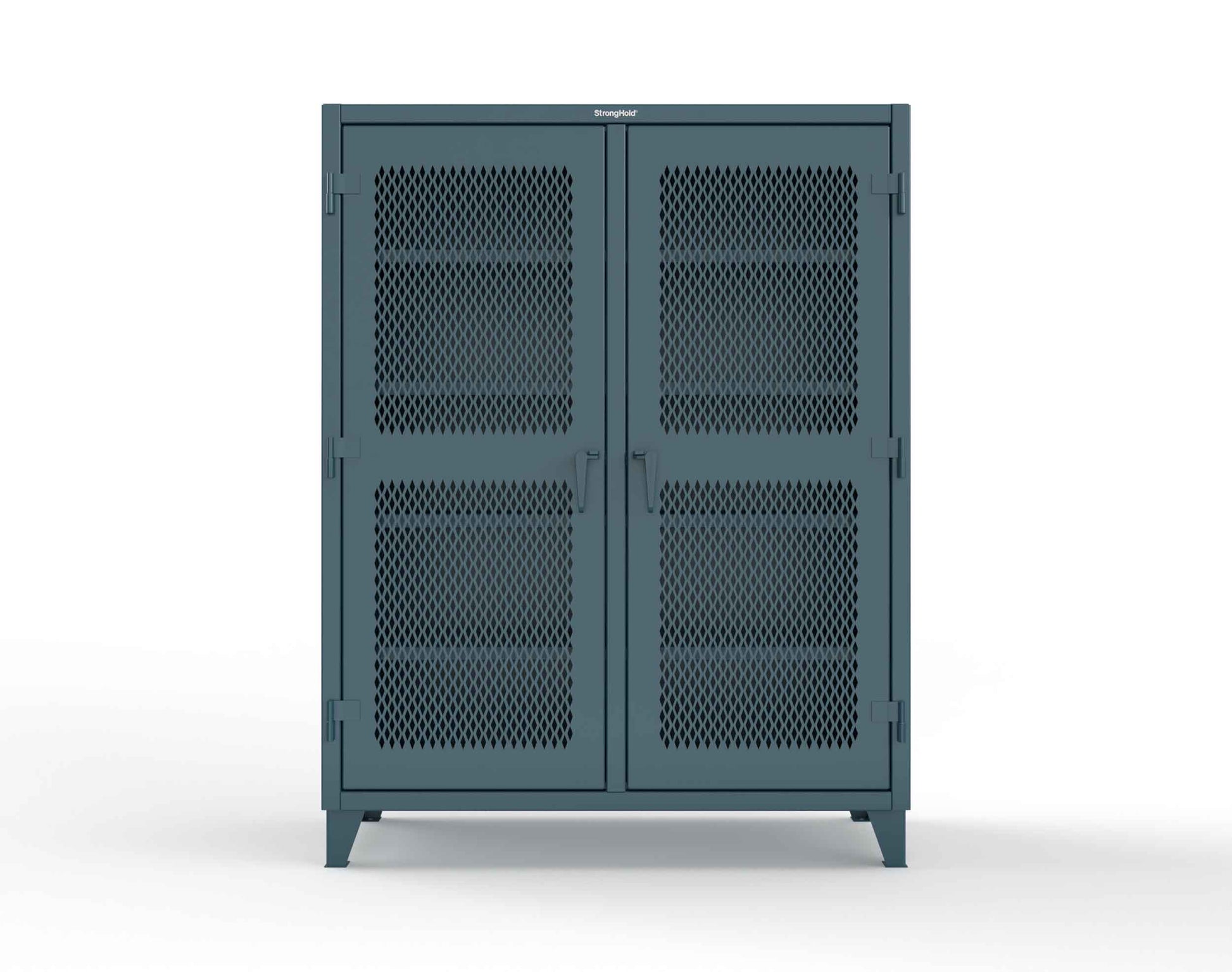 Extreme Duty 12 GA Ventilated (Diamond) Double Shift Cabinet with 8 Shelves - 60 In. W x 24 In. D x 78 In. H - 56-DS-V-248-5001