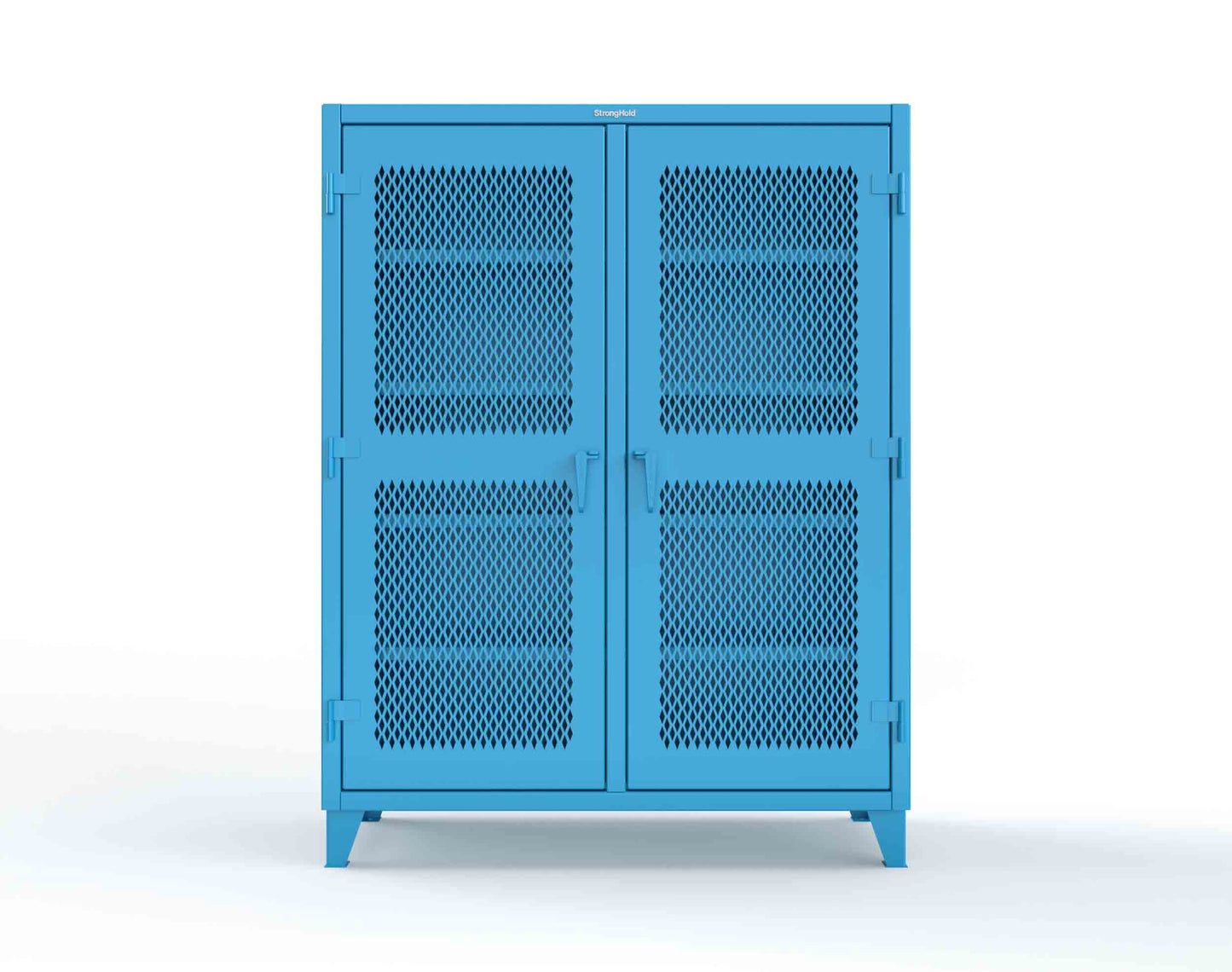 Extreme Duty 12 GA Ventilated (Diamond) Double Shift Cabinet with 8 Shelves - 60 In. W x 24 In. D x 78 In. H - 56-DS-V-248-5012
