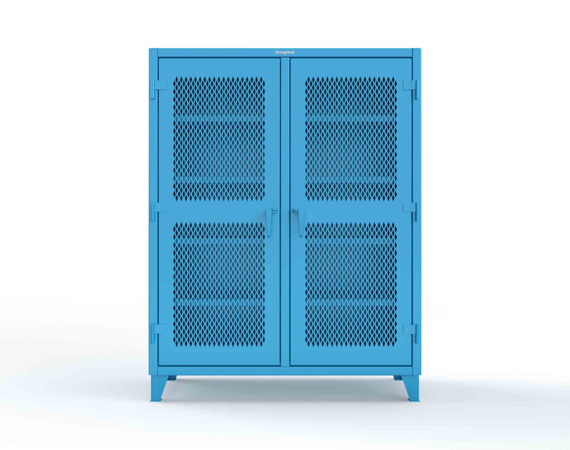 Extreme Duty 12 GA Ventilated (Diamond) Double Shift Cabinet with 8 Shelves - 60 In. W x 24 In. D x 78 In. H - 56-DS-V-248-5012