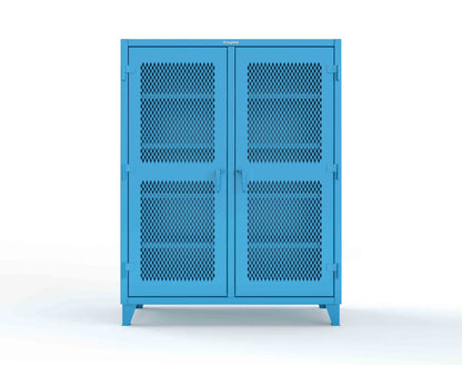 Extreme Duty 12 GA Ventilated (Diamond) Double Shift Cabinet with 8 Shelves - 60 In. W x 24 In. D x 78 In. H - 56-DS-V-248-5012