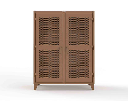Extreme Duty 12 GA Ventilated (Diamond) Double Shift Cabinet with 8 Shelves - 60 In. W x 24 In. D x 78 In. H - 56-DS-V-248-8008