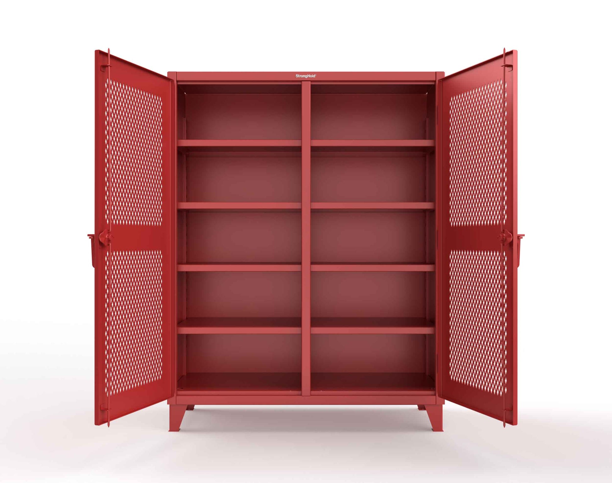 Extreme Duty 12 GA Ventilated (Diamond) Double Shift Cabinet with 8 Shelves - 60 In. W x 24 In. D x 78 In. H - 56-DS-V-248-3001