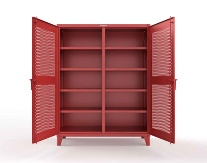 Extreme Duty 12 GA Ventilated (Diamond) Double Shift Cabinet with 8 Shelves - 60 In. W x 24 In. D x 78 In. H - 56-DS-V-248-3001