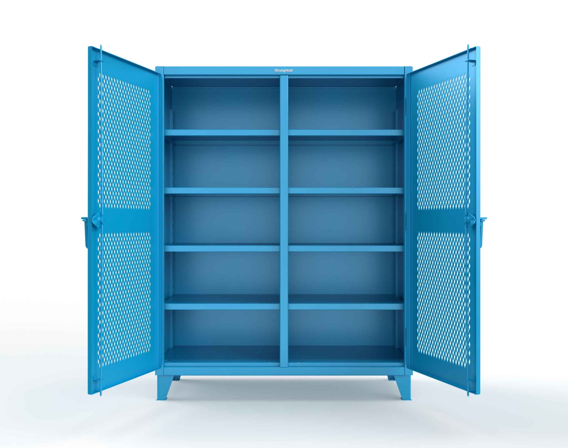 Extreme Duty 12 GA Ventilated (Diamond) Double Shift Cabinet with 8 Shelves - 60 In. W x 24 In. D x 78 In. H - 56-DS-V-248-5012