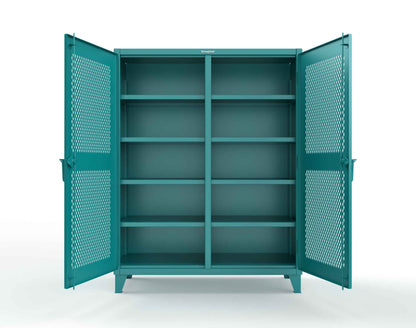 Extreme Duty 12 GA Ventilated (Diamond) Double Shift Cabinet with 8 Shelves - 60 In. W x 24 In. D x 78 In. H - 56-DS-V-248-5021