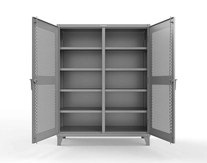 Extreme Duty 12 GA Ventilated (Diamond) Double Shift Cabinet with 8 Shelves - 60 In. W x 24 In. D x 78 In. H - 56-DS-V-248-7037