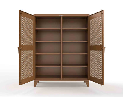 Extreme Duty 12 GA Ventilated (Diamond) Double Shift Cabinet with 8 Shelves - 60 In. W x 24 In. D x 78 In. H - 56-DS-V-248-8008