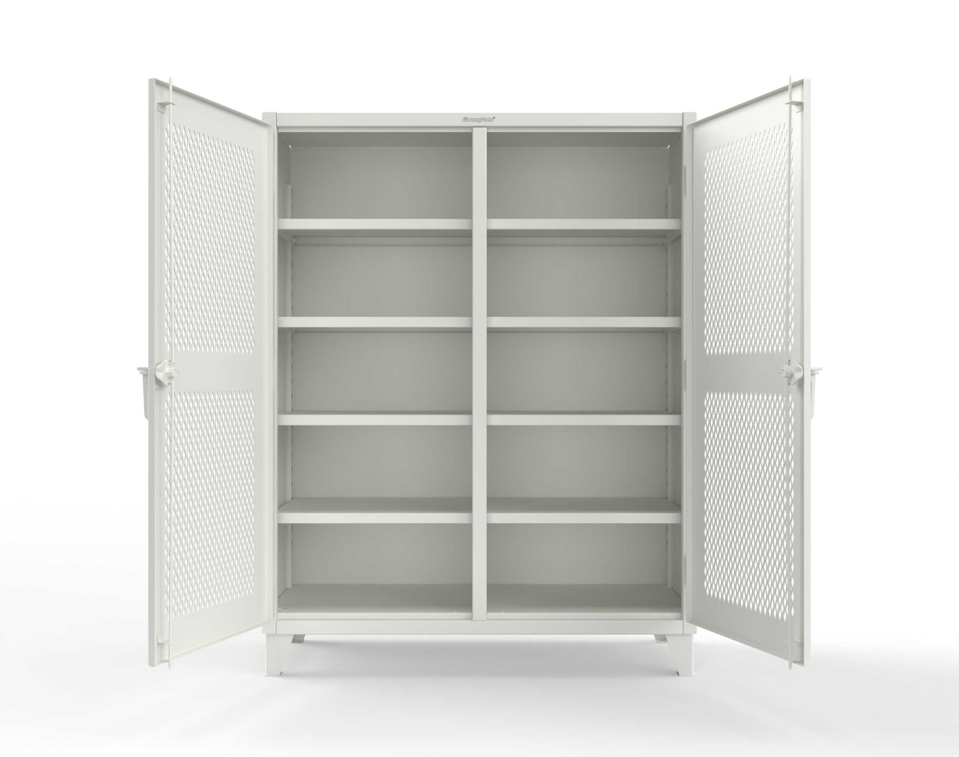 Extreme Duty 12 GA Ventilated (Diamond) Double Shift Cabinet with 8 Shelves - 60 In. W x 24 In. D x 78 In. H - 56-DS-V-248-9003