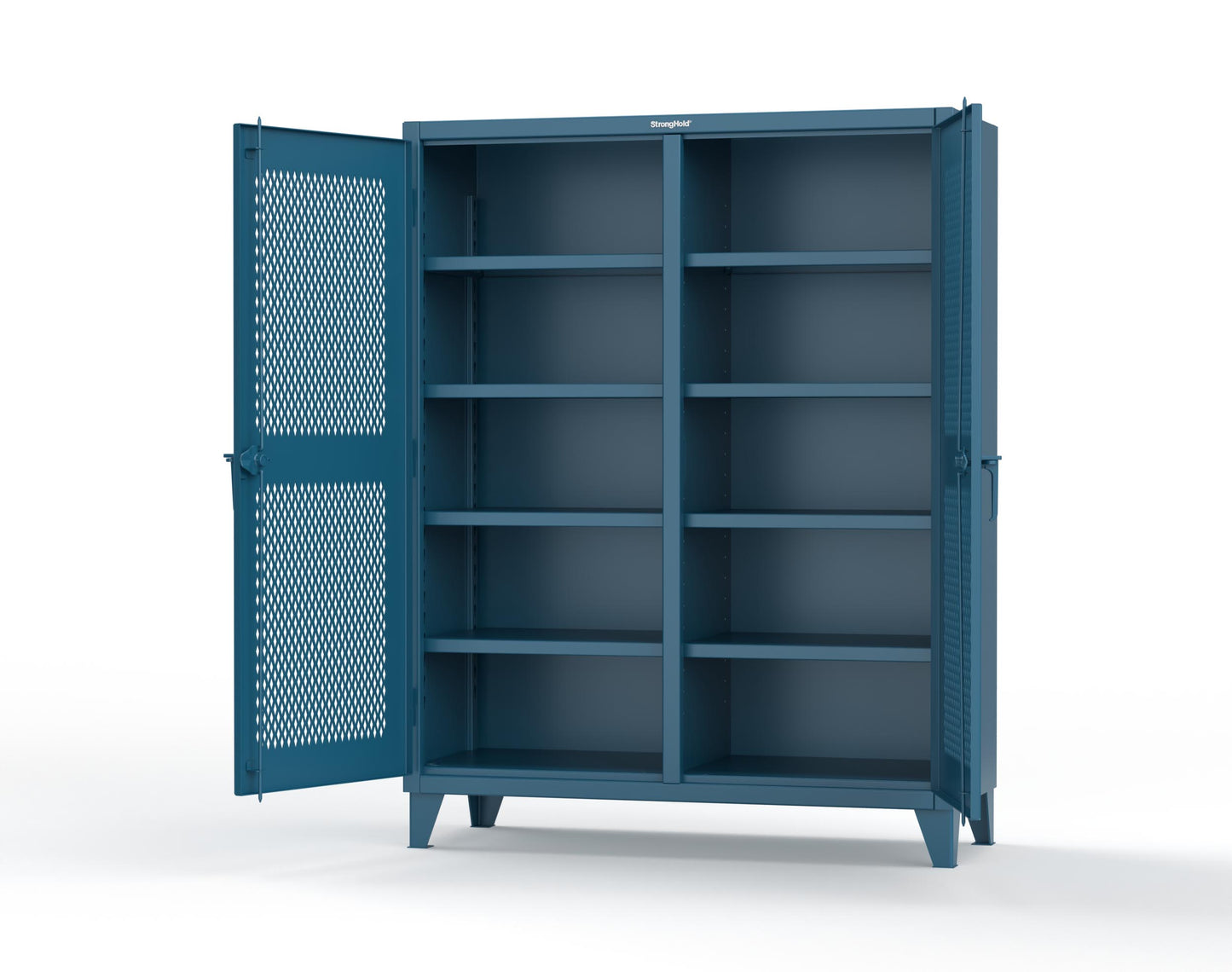 Extreme Duty 12 GA Ventilated (Diamond) Double Shift Cabinet with 8 Shelves - 60 In. W x 24 In. D x 78 In. H - 56-DS-V-248-5001