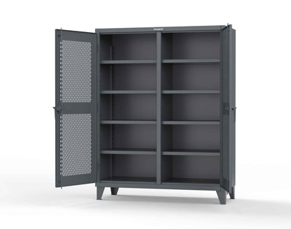 Extreme Duty 12 GA Ventilated (Diamond) Double Shift Cabinet with 8 Shelves - 60 In. W x 24 In. D x 78 In. H - 56-DS-V-248-7024