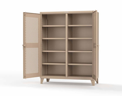 Extreme Duty 12 GA Ventilated (Diamond) Double Shift Cabinet with 8 Shelves - 60 In. W x 24 In. D x 78 In. H - 56-DS-V-248-1019
