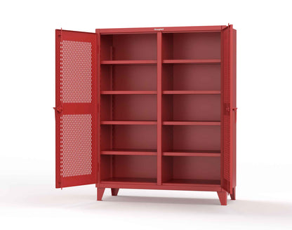 Extreme Duty 12 GA Ventilated (Diamond) Double Shift Cabinet with 8 Shelves - 60 In. W x 24 In. D x 78 In. H - 56-DS-V-248-3001