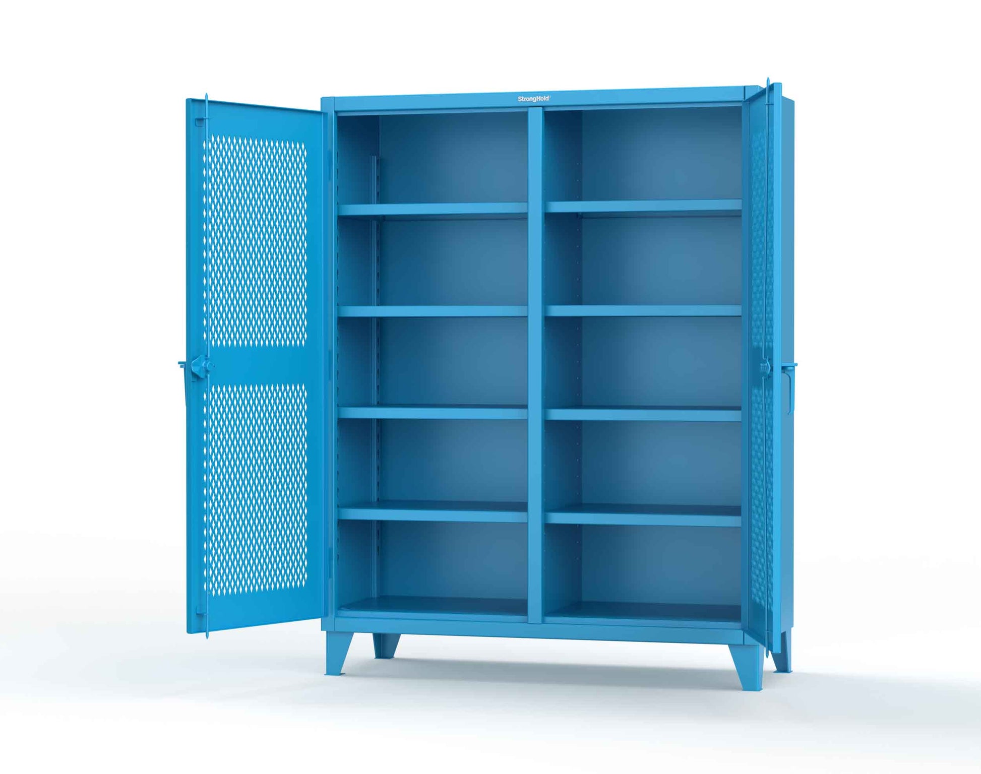 Extreme Duty 12 GA Ventilated (Diamond) Double Shift Cabinet with 8 Shelves - 60 In. W x 24 In. D x 78 In. H - 56-DS-V-248-5012