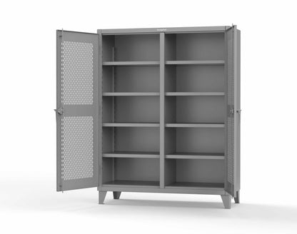 Extreme Duty 12 GA Ventilated (Diamond) Double Shift Cabinet with 8 Shelves - 60 In. W x 24 In. D x 78 In. H - 56-DS-V-248-7037