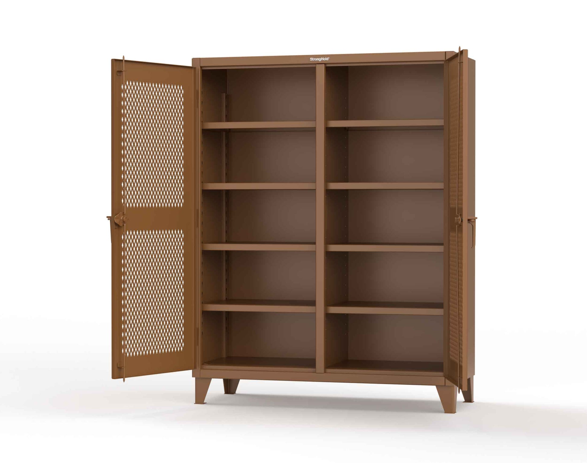Extreme Duty 12 GA Ventilated (Diamond) Double Shift Cabinet with 8 Shelves - 60 In. W x 24 In. D x 78 In. H - 56-DS-V-248-8008