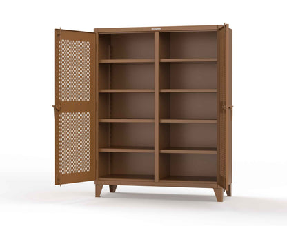 Extreme Duty 12 GA Ventilated (Diamond) Double Shift Cabinet with 8 Shelves - 60 In. W x 24 In. D x 78 In. H - 56-DS-V-248-8008