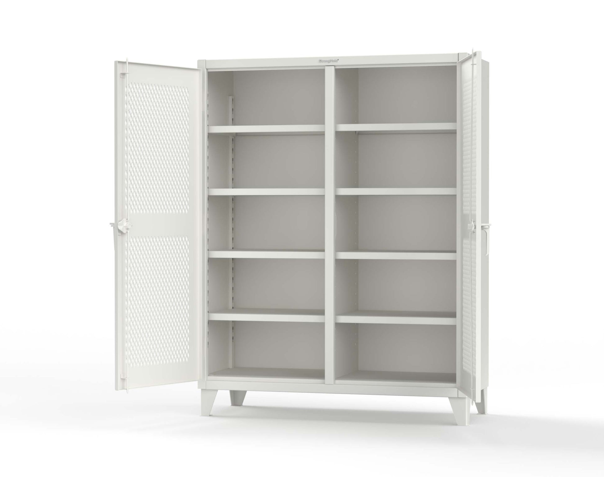 Extreme Duty 12 GA Ventilated (Diamond) Double Shift Cabinet with 8 Shelves - 60 In. W x 24 In. D x 78 In. H - 56-DS-V-248-9003