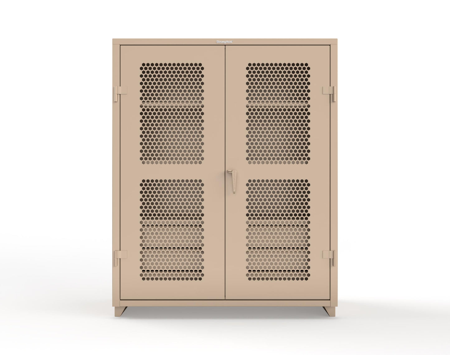 Extra Heavy Duty 14 GA Ventilated (Hex) Cabinet with 6 Half-Width Drawers, 3 Shelves - 60 In. W x 24 In. D x 75 In. H - 56-H-243-6/5DB-L-1019