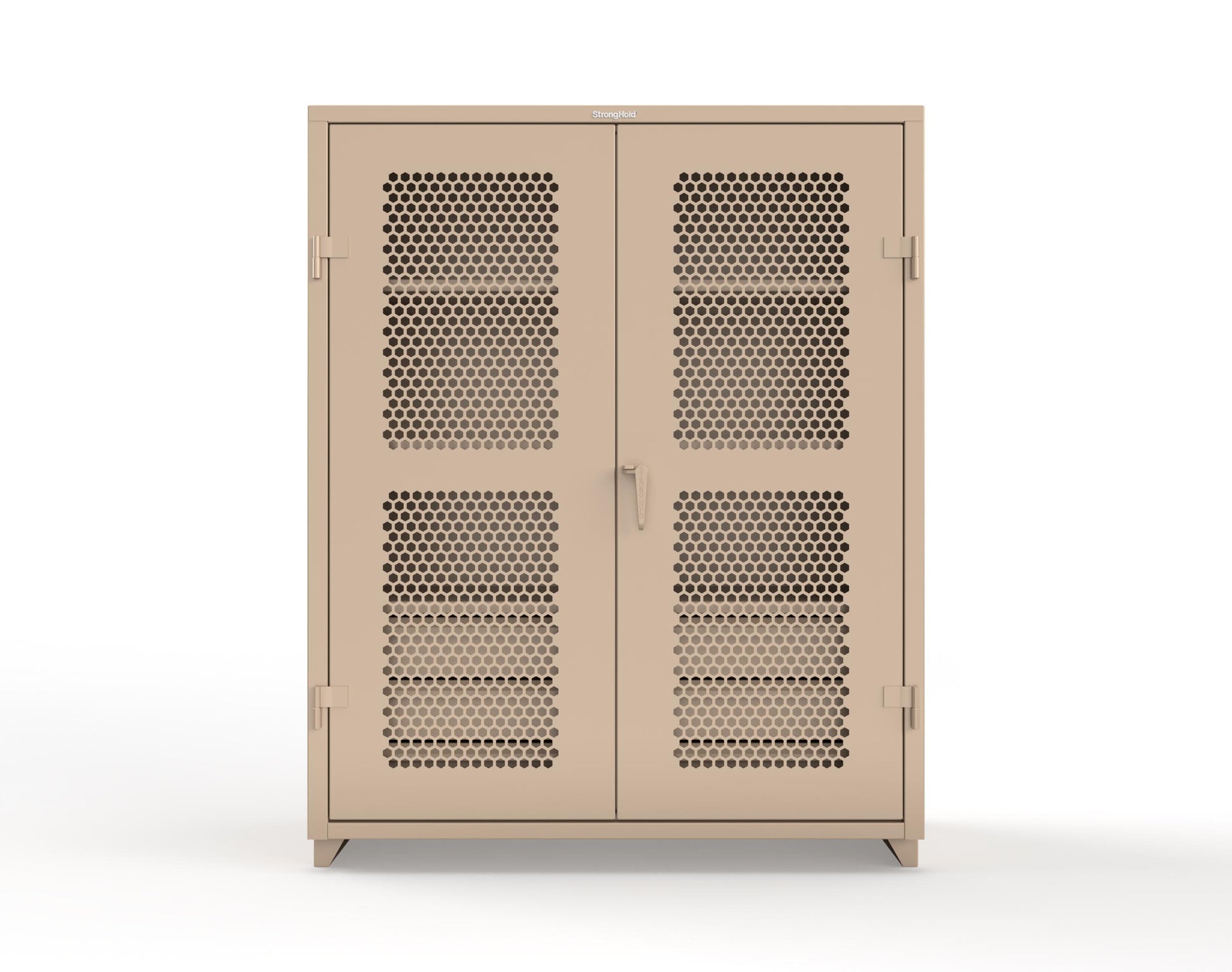 Extra Heavy Duty 14 GA Ventilated (Hex) Cabinet with 6 Half-Width Drawers, 3 Shelves - 60 In. W x 24 In. D x 75 In. H - 56-H-243-6/5DB-L-1019