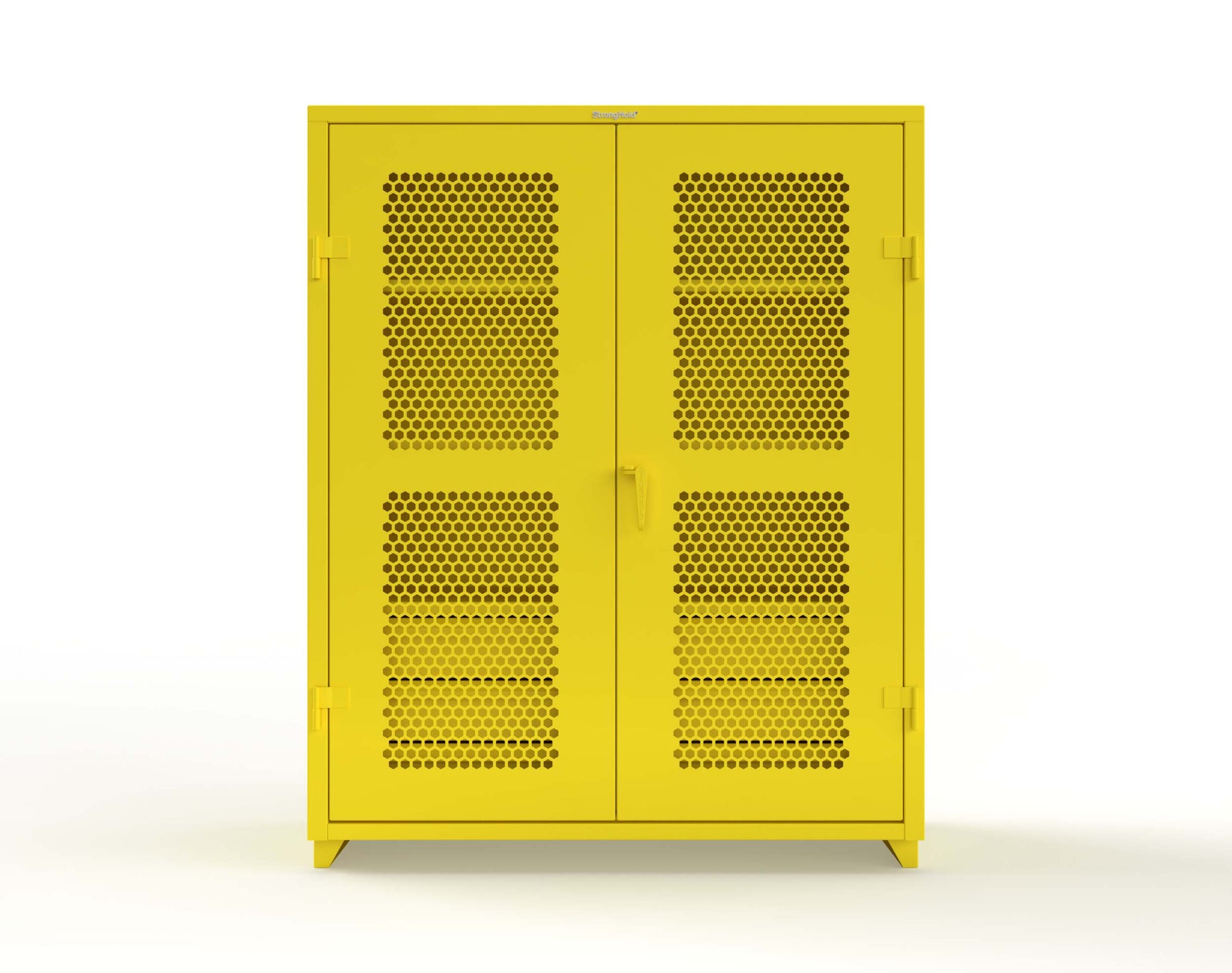 Extra Heavy Duty 14 GA Ventilated (Hex) Cabinet with 6 Half-Width Drawers, 3 Shelves - 60 In. W x 24 In. D x 75 In. H - 56-H-243-6/5DB-L-1021